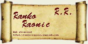 Ranko Raonić vizit kartica